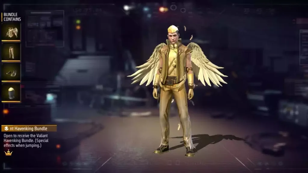 Valiant Havenking Bundle Free Fire Max Golden Angelic Ascension Event