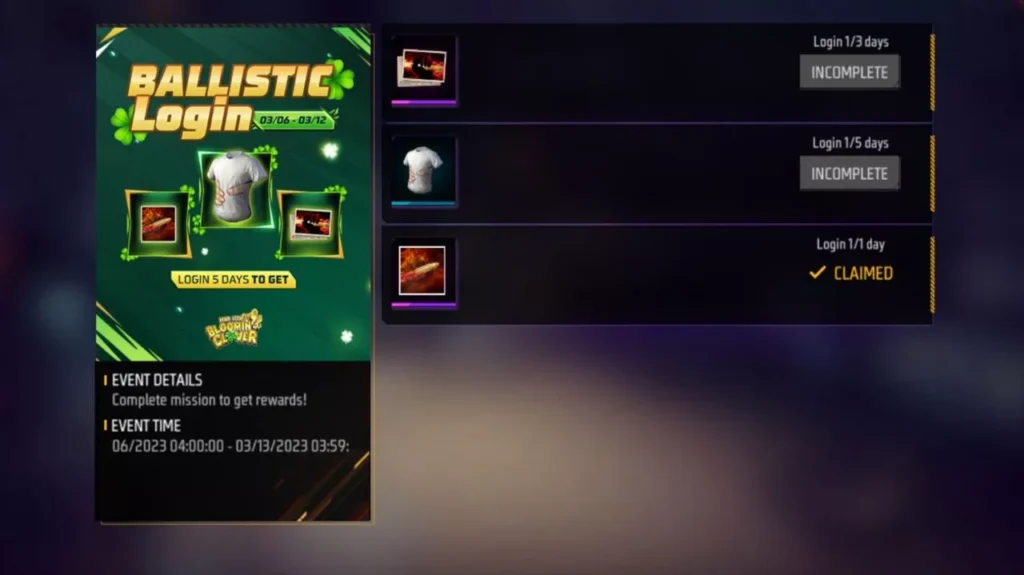 How To Complete Ballistic Login New Event In Free Fire Today