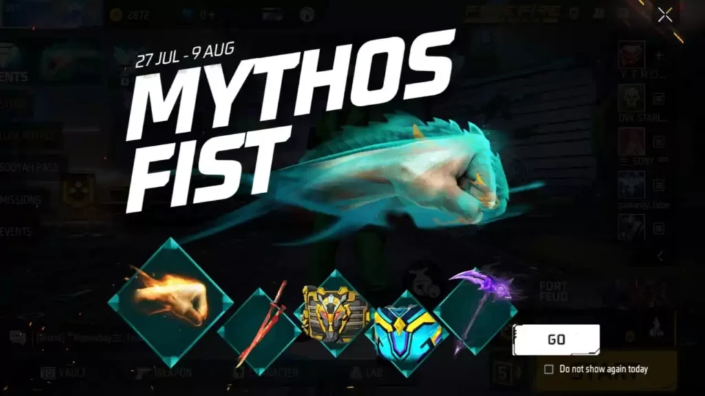 How To Get Mythos Fist Skin in Free Fire Max