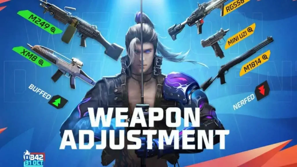 more weapon adjustment in free fire max ob42 update
